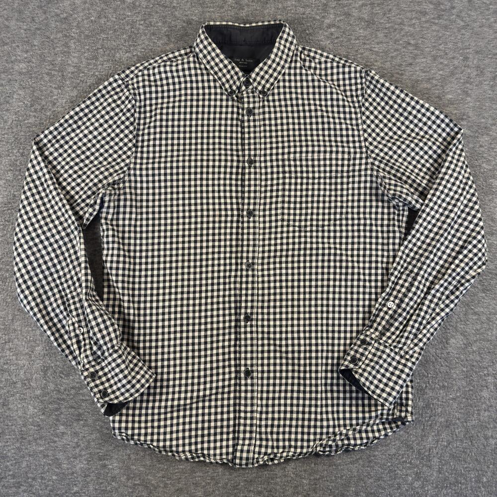 Rag & Bone Shirt Mens Medium Black Check Long Sleeve Button Down Cotton Casual